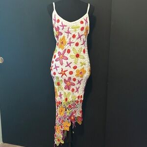 Kroshetta by Papillon Ocean/Floral Crochet Maxi Dress